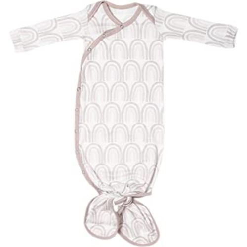 Copper Pearl Baby Gown - Knotted Newborn Sleepers for Baby Girl, Soft Stretchy Long Sleeve Infant Gowns with Bottom Tie and Hand Mittens, Perfect Hospital Coming Home Outfit (Bliss)