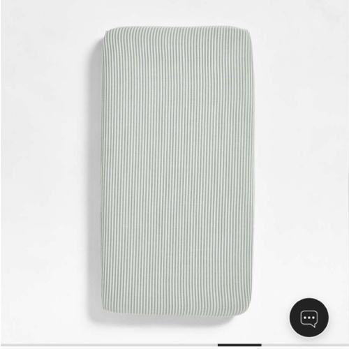 Supersoft Pine Green Striped 100% Organic Cotton Gauze Baby Crib Fitted Sheet