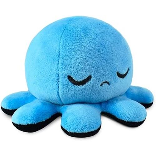 TeeTurtle - El peluche reversible de pulpo original, diseño patentado, azul y negro, dormido y furioso, muestra tu estado de ánimo sin decir una palabra