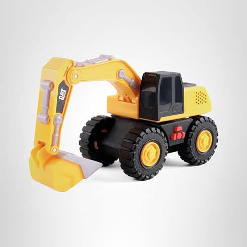 CAT Construction Toys, Tough Machines Toy Excavator, 10" W/Realistic Lights & Sounds, Rumbling Action, Movable Parts & Sturdy Plastic Construction