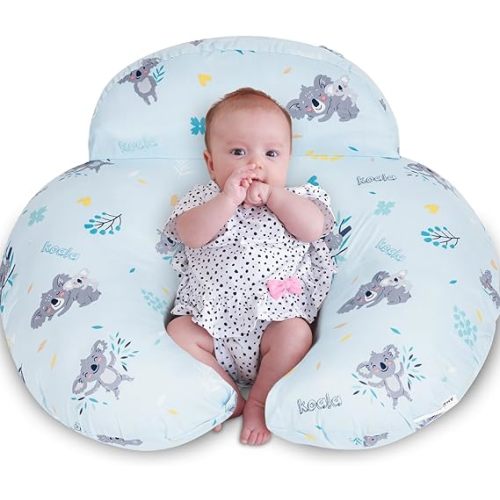 Nursing Pillow for Breastfeeding, Breastfeeding Pillows for More Support for Mom and Baby, with Plus Size Ergonomic Design and Removable Cotton Cover, Blue