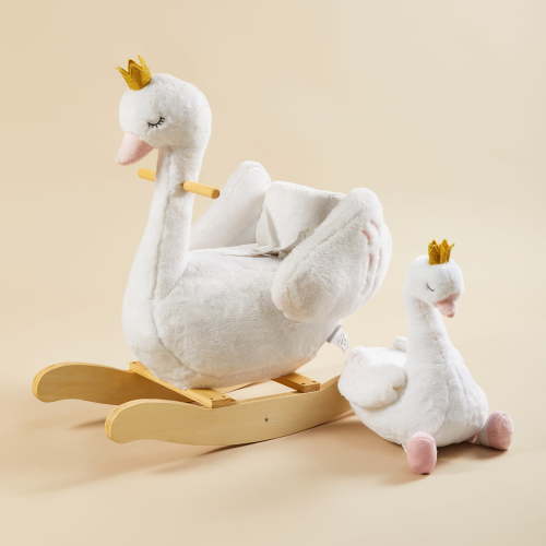 White Swan Plush Rocker Swan Rocker With Doll