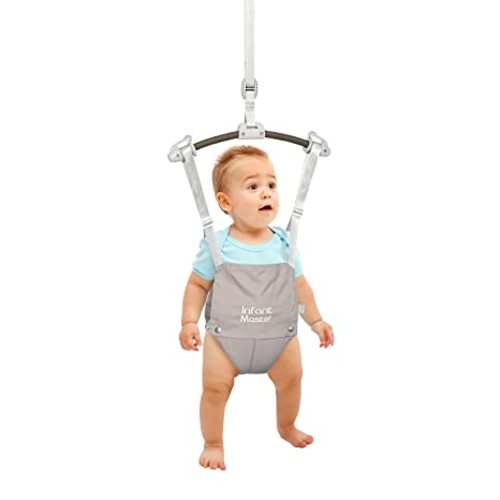 Baby Doorway Jumpers, Sturdy Johnny Jumper w/Adjustable 10.8"-23.6" inches Strap, Soft Baby Johnny Bouncer w/Seat Bag, Ideal Gift for Infant, Portable and Easy to Use, Grey