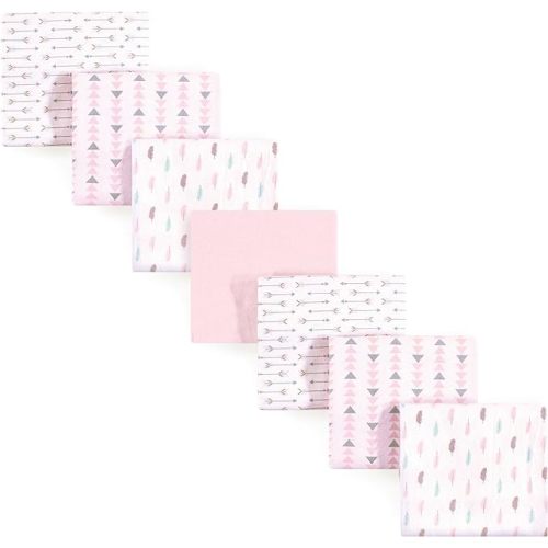 Luvable Friends Unisex Baby Cotton Flannel Receiving Blankets, Girl Feathers 7-Pack, One Size
