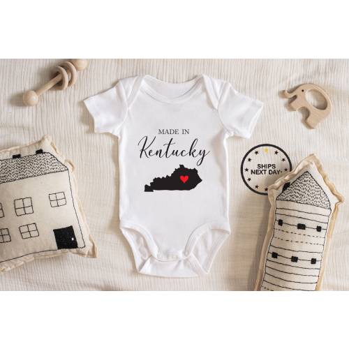 Made In Kentucky Baby Bodysuit, Baby boy girl unisex Clothes baby shower gift idea Bodysuit 111.17