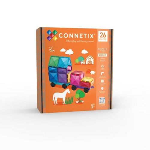 CONNETIX Magnetic Tiles Bright Auto Pack Building Blocks 26pc: Educational Creative Thinking Set, 26 Pieces