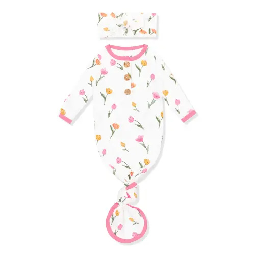Knotted Gown with Bow Set in Tulip