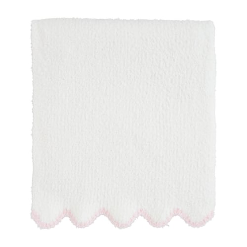 Pink Trim Scallop Chenille Blanket