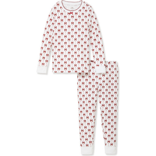 Girls Pima Snug Fit Pajama in Blissful Bows - Petite Plume | Maisonette