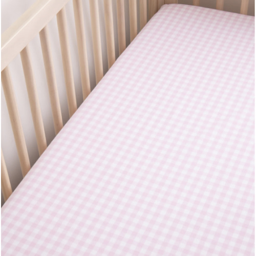 Luxe Premium Percale Crib Sheet in Pink Gingham