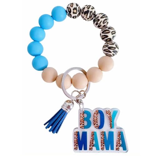 Mom Gift Silicone Beaded Keychain Wristlet for New Mom Mother's Day Gifts Girl Mama Birthday Gifts