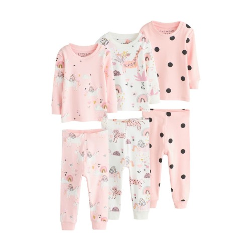 3-Pack Assorted Unicorn Fitted Two-Piece Stretch Cotton Pajamas, 12-18M