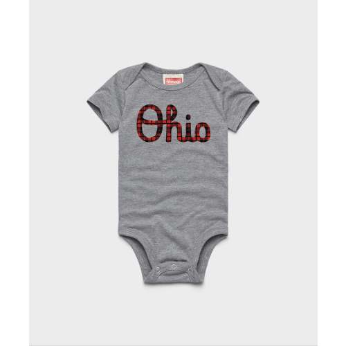 Script Ohio Plaid Baby One Piece