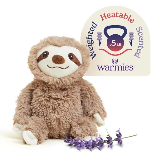 warmies Junior Microwavable & Weighted Stuffed Animals, Sloth - Heated Stuffed Animal Plushie for Warmth & Comfort - Cute Soft Plush Toys for Adults & Children (Boys, Girls, Babies & Toddlers)