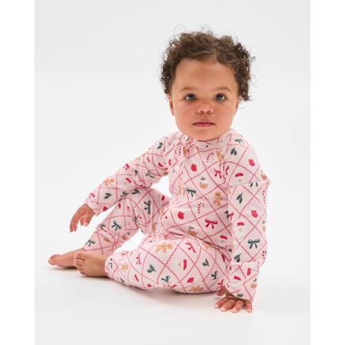 Baby Organic Cotton Footless Zip Coverall - 02 XMAS TILES