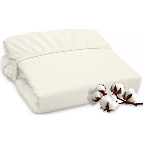 ROYALE LINENS 300 Thread Count 100% Cotton Fitted Sheet Twin - Bottom Sheet - Fitted Sheets - Elastic Sheets (Twin, Cream)