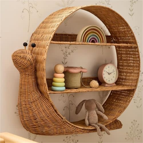 Tznyqveb Creative Wall-Mounted Cup Rack, Book Storage Rack, Rattan Display Rack, Suitable for Bedroom, Living Room, Restaurant, Store Decoration