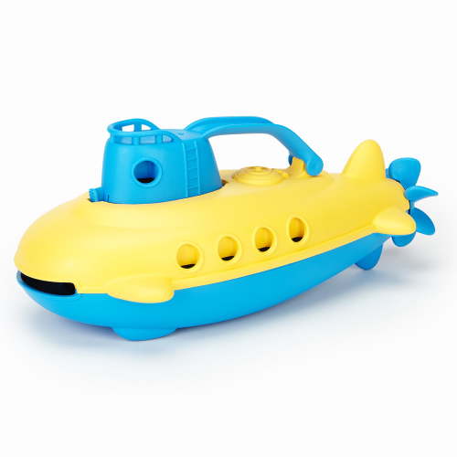Green Toys: My First Submarine - Blue & Yellow - Floating Watercraft Bathtime Toy, Scoop & Pour Water Play, Recycled Plastic, Kids-Toddlers-Baby 6mo+
