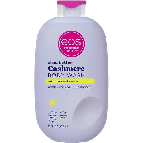 eos Shea Better Cashmere Body Wash, Vanilla Cashmere, Moisturizing, pH Balanced Body Wash, Creamy Gel Formula, Paraben & Phthalate Free, Sensitive Skin, 16 fl oz