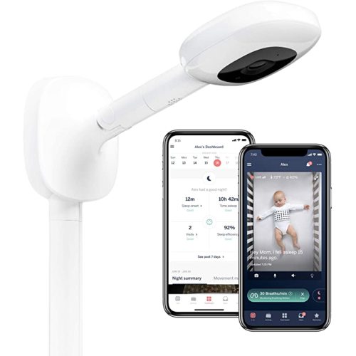 Nanit Pro Smart Baby Monitor & Wall Mount – 1080p Secure Wi-Fi Video Camera, Sensor-Free Sleep and Breathing Motion Tracker, 2-Way Audio, Sound and Motion Alerts, Night Vision, Includes Breathing Band