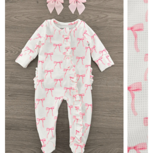 Blushing Bows Waffle Knit Pajamas | Matching Mom & Me Pajamas – Sparkle In Pink