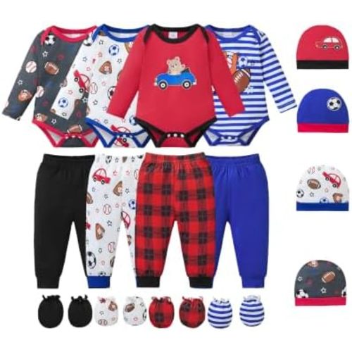 NZRVAWS Newborn Baby Boy Girl Clothes Unisex Preemie Infant Must Have Pants Set Outfits 0-18 Months 20 Pcs Essentials Gift