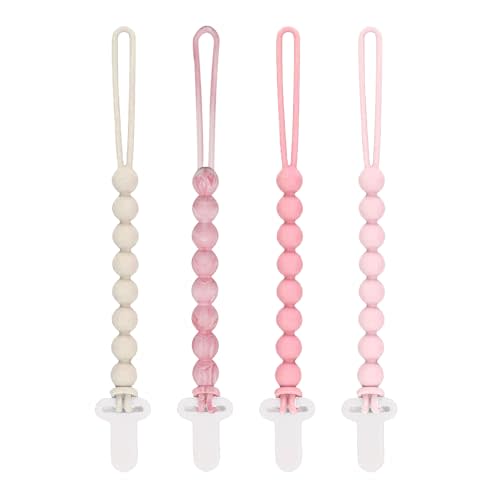 Pacifier Clip for Girls - MORIBOX 4 Pack Paci Clip Soothie Baby Binky Holder for Shower Birthday Gift