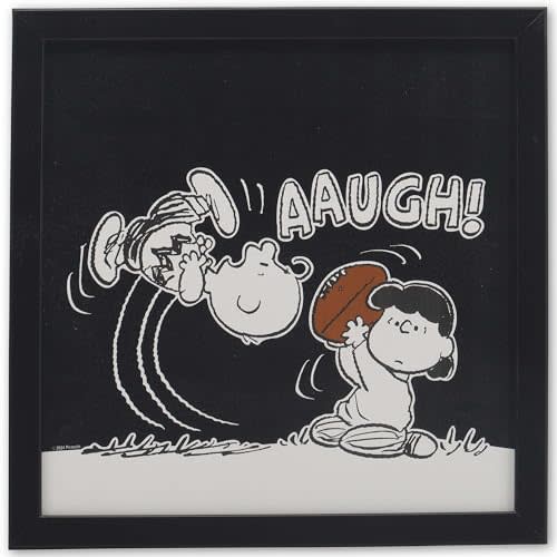 Peanuts Charlie Brown and Lucy Football Framed Wood Wall Decor | Funny Peanuts Picture for Home Decor