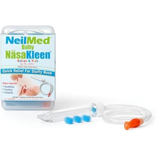 NeilMed Baby NasaKleen Nasal-Oral Aspirator with 49 Hygiene Filters and a Convenient Storage Travel Case