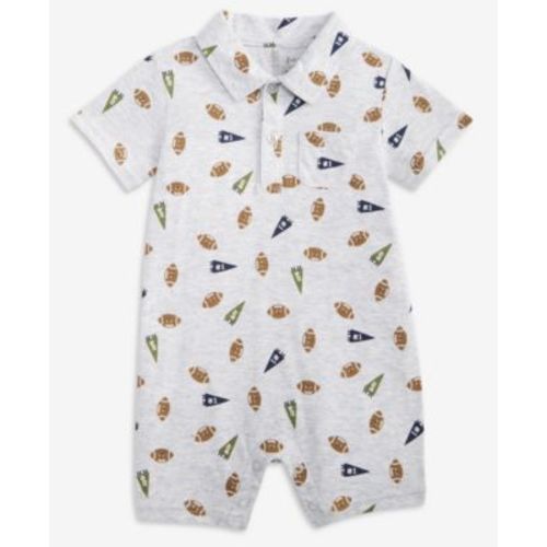 Baby Boys Football-Print Collared Sunsuit, Macy's Exclusive