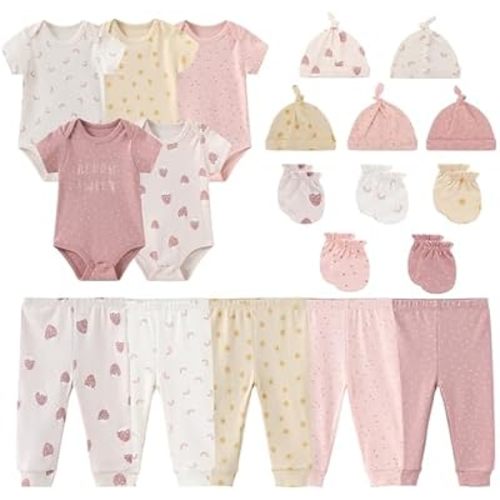 JELYLOVE 20 Pack Baby Boy Girl Bodysuits Sets New born Clothes Essentials