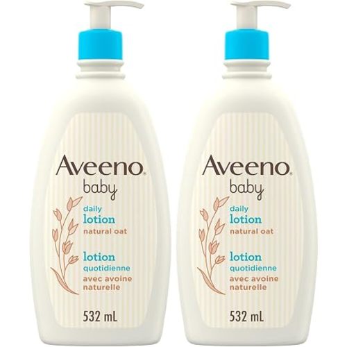Aveeno Baby Daily Lotion, Natural Colloidal Oatmeal, Fragrance-Free, 532mL (Pack of 2)