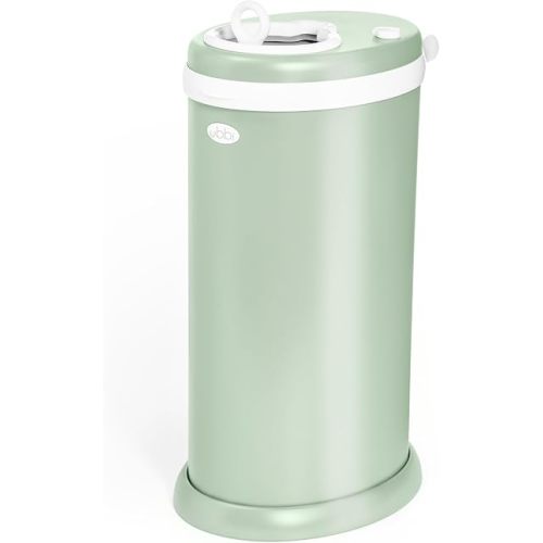 Ubbi Steel Diaper Pail, Odor Locking, No Special Bag Required, Award-Winning, Registry Must-Have, Sage Green