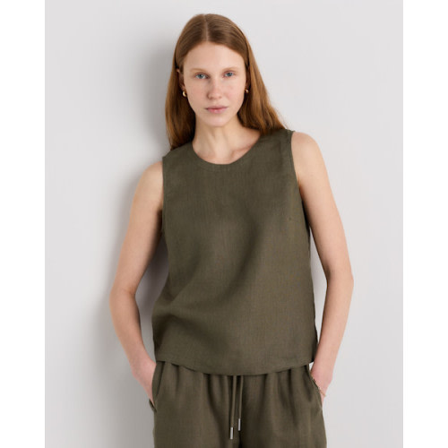 100% European Linen Tank in Vintage Pink Chambray