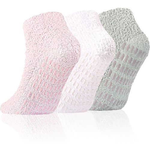 Slipper Socks Women Short Fuzzy Socks with Grips Men Warm Winter Non Slip Home Cozy Hospital Grip Ankle Sock
