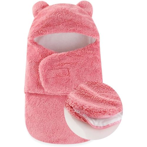 Baby Winter Fleece Swaddle Blanket Boys Girls Warm Soft Plush Sleeping Sacks Adjustable 0-3 Months Newborn Swaddling Wrap
