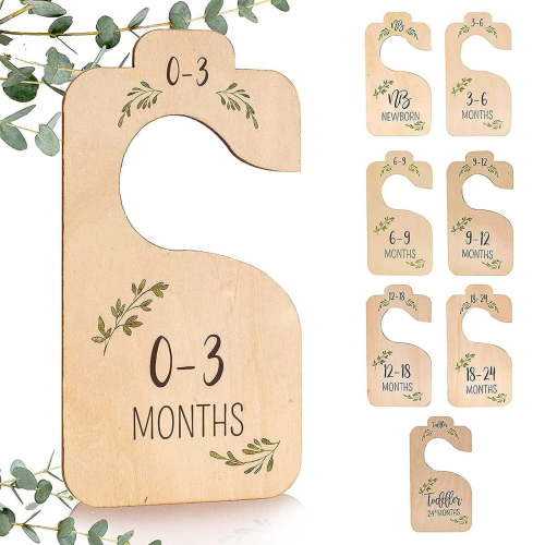 Dserhfy 8 Pcs Baby Closet Dividers Nursery Decor Newborn to 24 Months Baby Closet Organizer Baby Clothes Partition Plates Clothes Shop Divider Hanging Labels