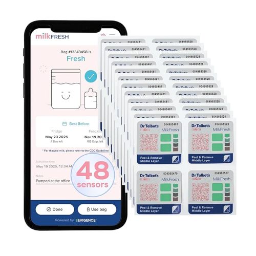 Dr. Talbot's Mom MilkFresh Breastmilk Freshness Sensors - Pairs with App to Monitor Time and Temperature - 48 Count