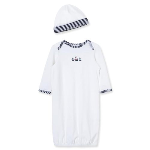 Little Me Clothes for Baby Boys' 2-Piece Nightgown and Cap Set 100% Cotton with Elastic Bottom, Baby Essentials, 0-3 Months