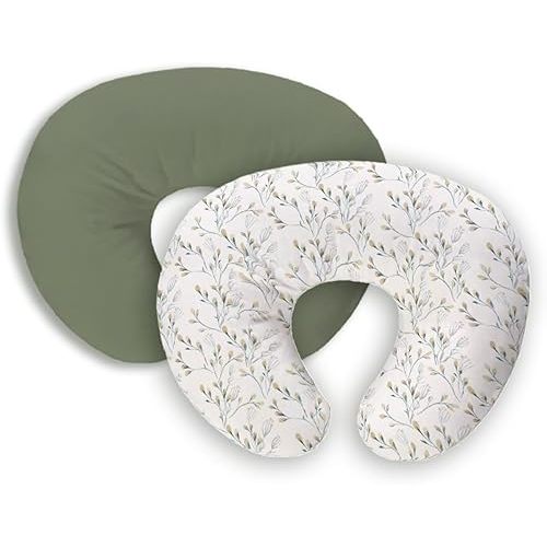 Nursing Pillow Cover, 2 Pack Stretchy Removable Nursing Covers for Breastfeeding Pillows, Ultra Soft Newborn Feeding Pillow Cover for Baby Girl and boy, Willow and sage Style