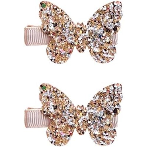 2Pcs Gold butterfly,New Glitter Gold Bows Hair Clip For Girls,Bling Sequin Bow Baby Care Clips,Hair Accessories for Baby Toddler Young Kids School Age Girls Gifts,Hair Accessories Decoration