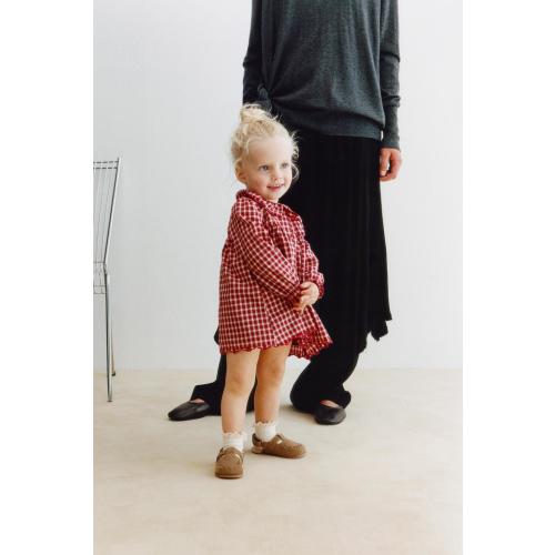 PLAID DRESS AND PANTIES WITH EMBROIDERED DETAIL - Red | ZARA United States