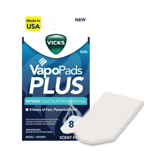 Vicks Vapo Pads Plus Intense Cold Blasting Menthol, Cold Relief, 8 Pack, VSP298