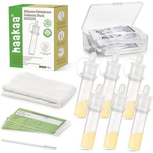 Amazon.com: haakaa Colostrum Collector Kit Breast Milk Collector with Cotton Cloth Wipe and Storage Case, Ready-to-Use, Reusable, 4ml/6pcs : Baby