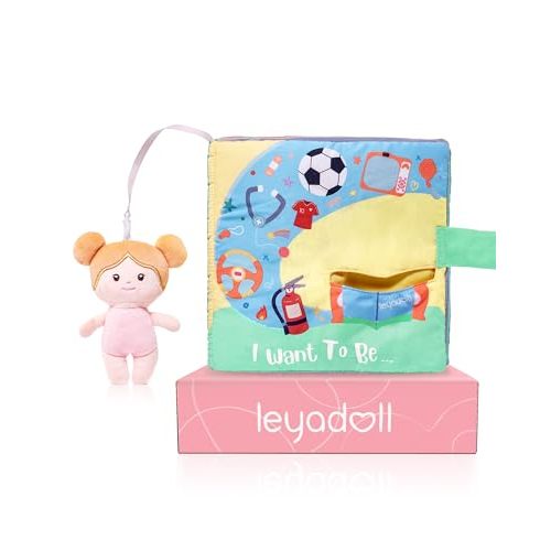 LeyaDoll Interactive Sensory Soft Cloth Book, Educational Crinkle Quiet Activity Busy Book for Babies,Toddler Travel Toy Gift for Boys and Girls (I Want to Be)