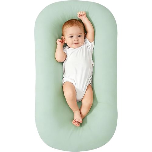 Baby Support Cushion for Newborn, Infant Support Cushion, Portable Tummy Time Mat for Home and Travel, Supervised Use, Soft Breathable Cotton, Baby Essentials Gift (Green)