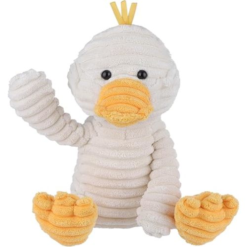 Apricot Lamb Toys Plush White Corduroy Duck with Thin Foot Stuffed Animal Soft Cuddly Perfect for Kids