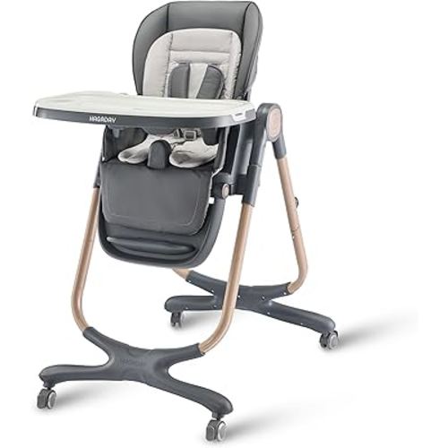 6 in 1 Convertible High Chairs for Babies and Toddlers,Portable High Chair with Dishwasher Tray and 4 Wheel,Booster Seat for Dining Table,Foldable Toddle and Baby Feeding Highchair (Gold-Grey)