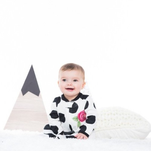 Lamaze Baby Girls' Organic Cotton Rose Sleep 'N Play - Black/White