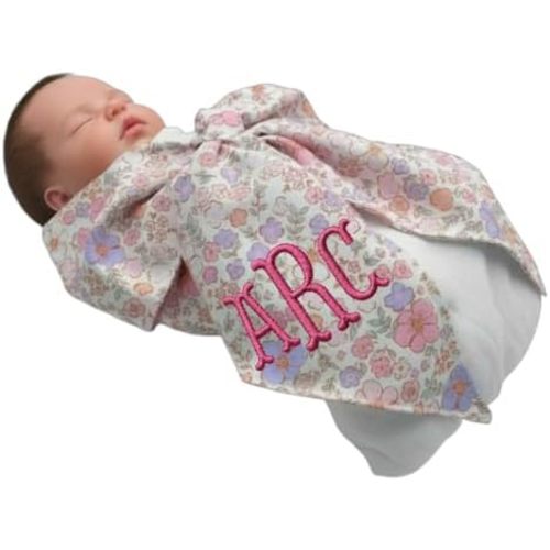 Morxy Personalized Newborn Swaddle Sash: Custom Cotton Big Bow for Baby Boys & Girls - Photography Prop & Nursery Decor
